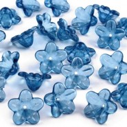 Kralenkapje - Bloem 12mm Petrol blauw